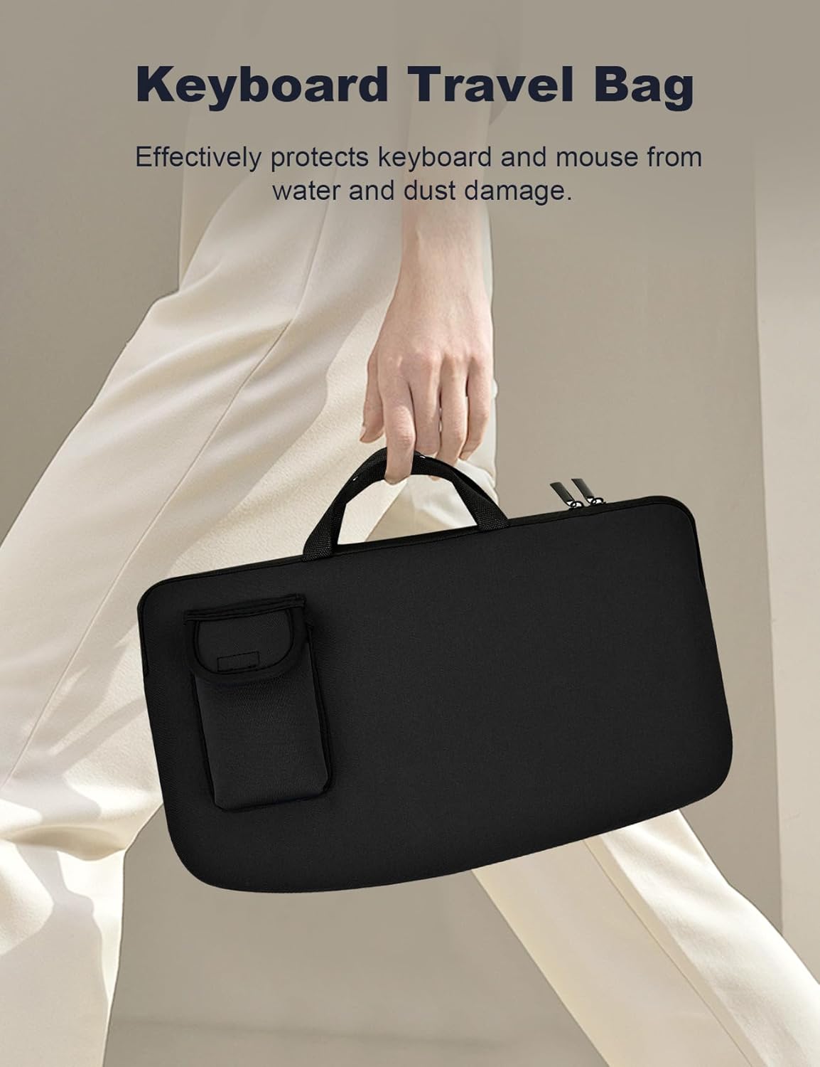 Portable Keyboard Travel Bag Shockproof Waterproof Dustproof Protective Neoprene Sleeve Compatible with Logitech Wave Keys Wavy Keyboard MK670 /Wireless Ergonomic Keyboards Mouse Combo (Black)