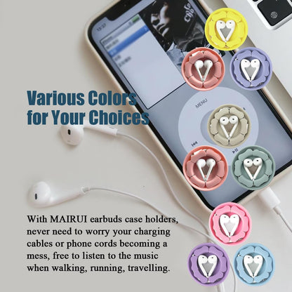 MAIRUI Wired Earbud Case 3 Pack Earphone Headphone Cord Organizer Earbuds Wrap Soft Silicone Magnetic Holder Storage Tangle Free Cable Winder(Red/Blue/Green)
