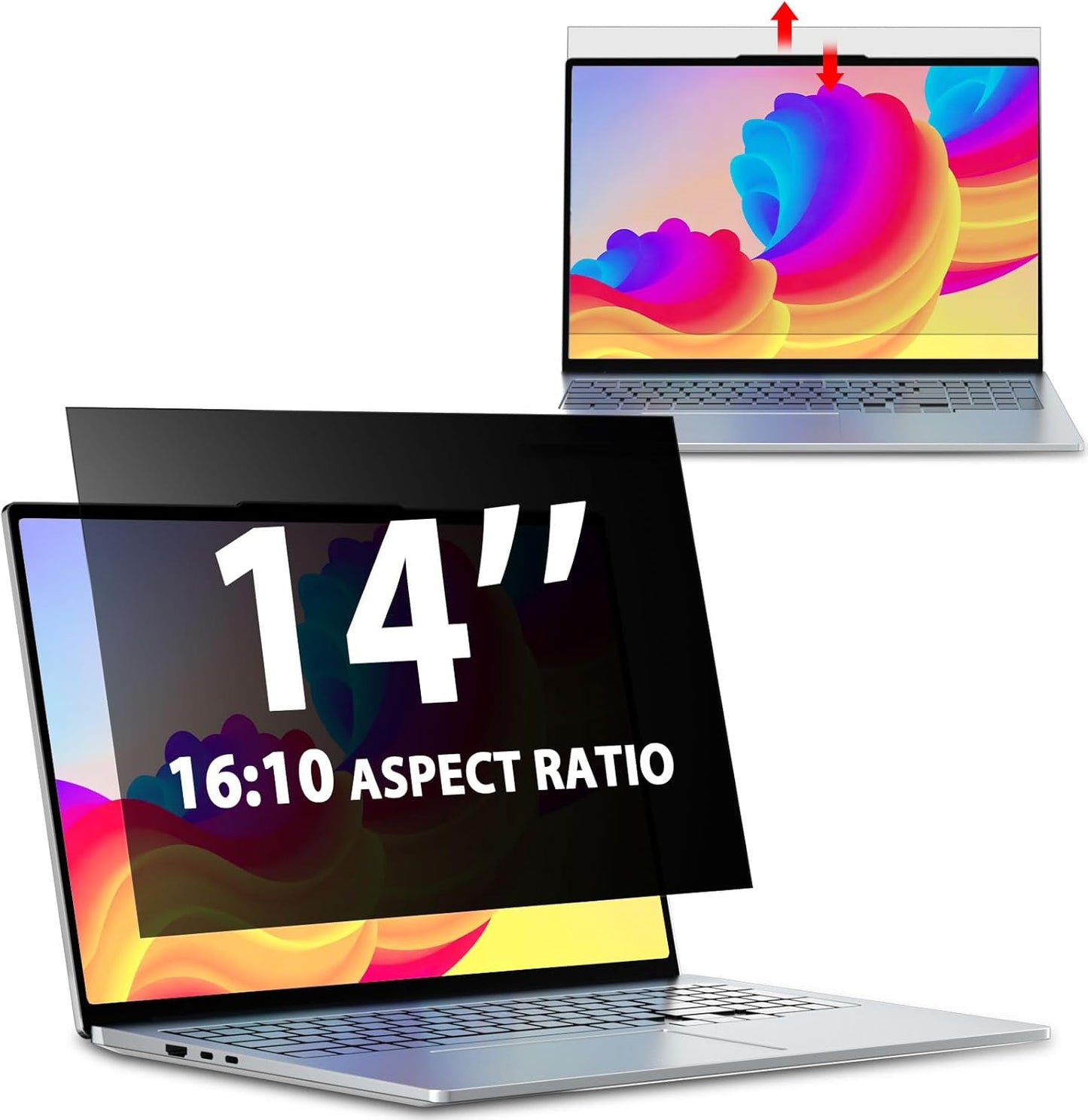 Laptop Privacy Screen 14 Inch 16:9 Aspect Ratio, Laptop Screen Privacy Shield Compatible With Lenovo Hp Dell Acer Asus Thinkpad Envy Xps, Removable Anti Glare Blue Light Computer Filter Protector