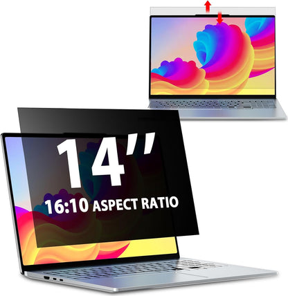 Laptop Privacy Screen 14 Inch 16:9 Aspect Ratio, Laptop Screen Privacy Shield Compatible With Lenovo Hp Dell Acer Asus Thinkpad Envy Xps, Removable Anti Glare Blue Light Computer Filter Protector