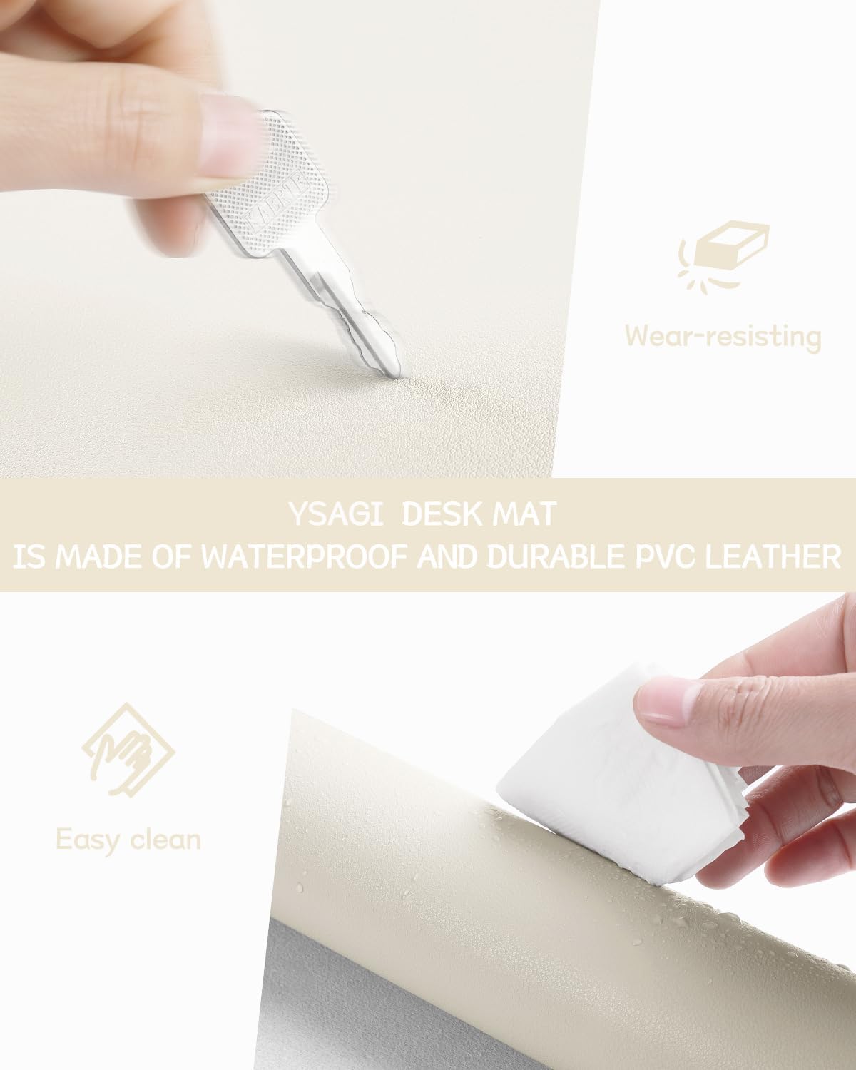 YSAGi Non-Slip Leather Desk Pad, Waterproof Laptop Computer Desk Keyboard Mat, Table Protector Blotter Mat, Large Mouse Pad for Office/Work/Home/Decor(Black, 31.5" x 15.7")