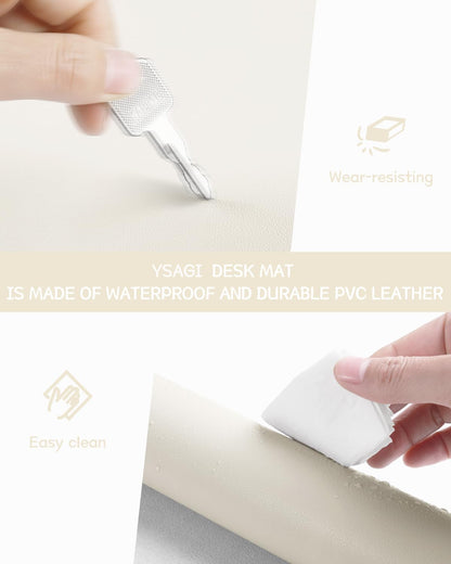 YSAGi Non-Slip Leather Desk Pad, Waterproof Laptop Computer Desk Keyboard Mat, Table Protector Blotter Mat, Large Mouse Pad for Office/Work/Home/Decor(Black, 31.5" x 15.7")