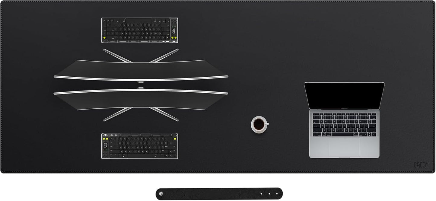 Cacoy 36" x 20" Leather Desk Mat for Home Office, Extra Large PU Leather Desk Pad Blotters, Waterproof Computer Keyboard Mat, Extended Gaming Mouse Pad, Desk Protector for Desktop and PC Laptop, Black