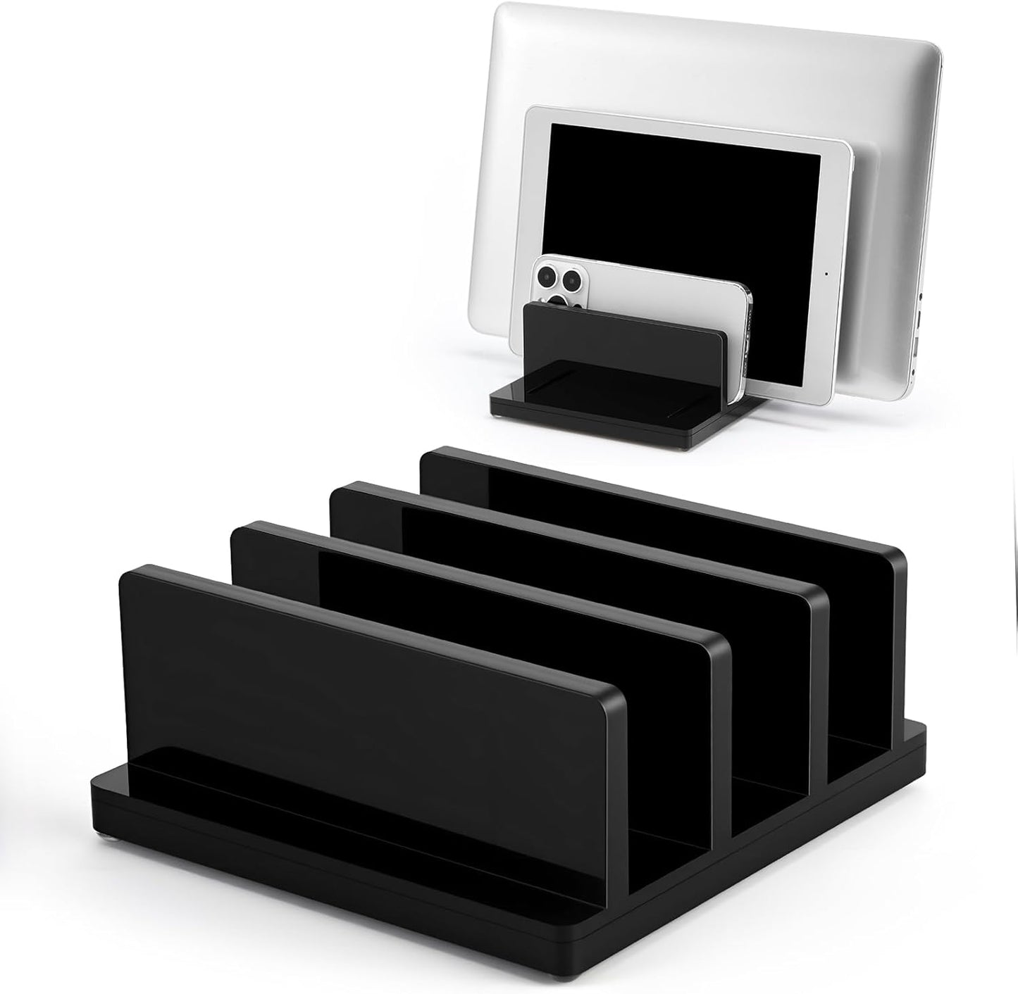 Chunful Adjustable Vertical Laptop Stand for Desk, Acrylic 3 Slot Laptop Holder Desktop, Invisible Desktop Notebook Dock for Notebook Computer, All Gaming Laptops up to 17''