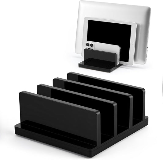 Chunful Adjustable Vertical Laptop Stand for Desk, Acrylic 3 Slot Laptop Holder Desktop, Invisible Desktop Notebook Dock for Notebook Computer, All Gaming Laptops up to 17''