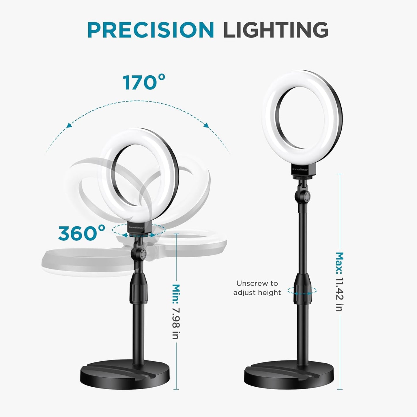InnoGear Video Conference Light, On-Camera Video Lights for Monitor Desk LED Streaming Lighting with Remote and Touch Control Selfie Zoom Lighting for Computer Webcam Laptop Podcast, Recording