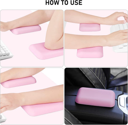 Leolee Elbow Rest Pads for Desk, Black Ergonomic Arm Rest Pads with Memory Foam & Non-Slip Base, Armrest Cushion Support Pad Relieve Elbow and Wrist Pain for Computer, Office, 2 Packs