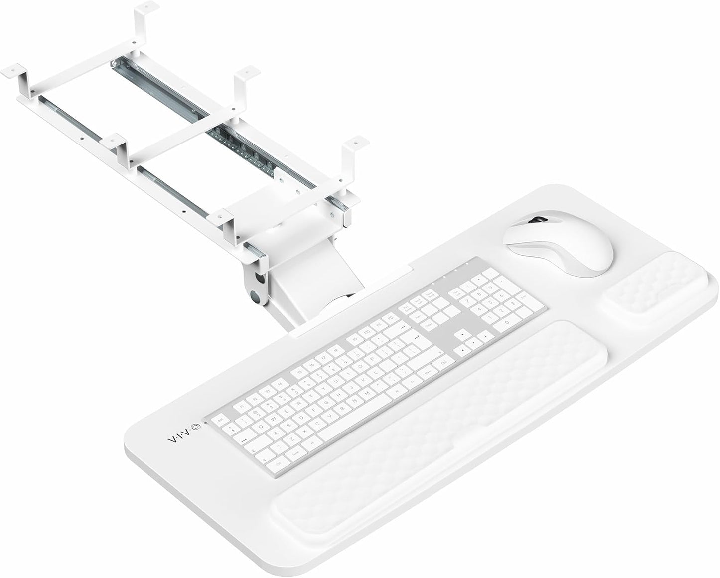 VIVO Premium Adjustable 27 x 11 inch Computer Keyboard and Mouse Platform Tray, Ergonomic Under Table Desk Mount Drawer with Padding, Black, MOUNT-KB27P-B