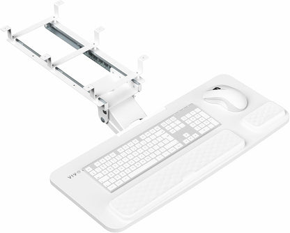 VIVO Premium Adjustable 27 x 11 inch Computer Keyboard and Mouse Platform Tray, Ergonomic Under Table Desk Mount Drawer with Padding, Black, MOUNT-KB27P-B