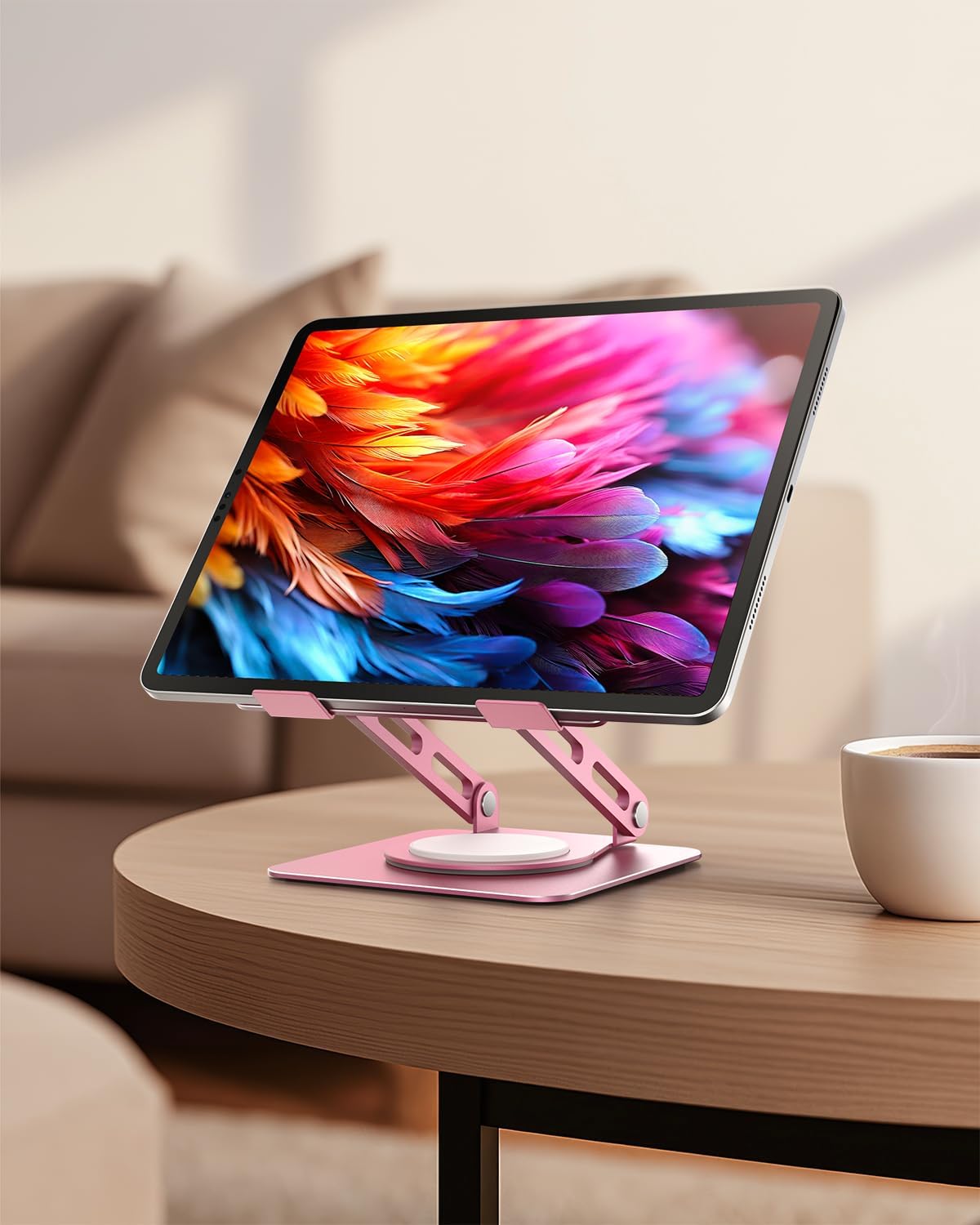 LOXP Adjustable Tablet Stand, 360 Rotating iPad Stand with Heavy-Duty Base, Tablet Holder Compatible with 4.7-16.9" Device, iPad Pro Air Mini, Kindle, Surface Tablet, Portable Monitors - Black
