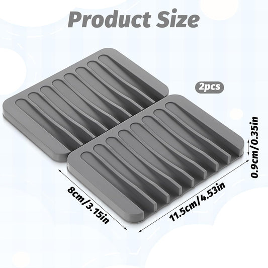 2 Pcs Watercolor Brush Holder, Paint Brush Holder for Artist Silicone Paintbrush Organizer Rinse Cleaner Brushes Stand with 8 Slots for Oil Acrylic Watercolor Painting Gray