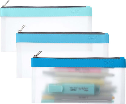 Mr. Pen- Clear Pencil Pouch, 8.50"x4.25", 3 Pack, Durable TPU Material, Medium Water-Resistant Pencil Bags with Smooth Zipper, Multipurpose Clear Pouch for Stationery, School, Office, Travel Supplies