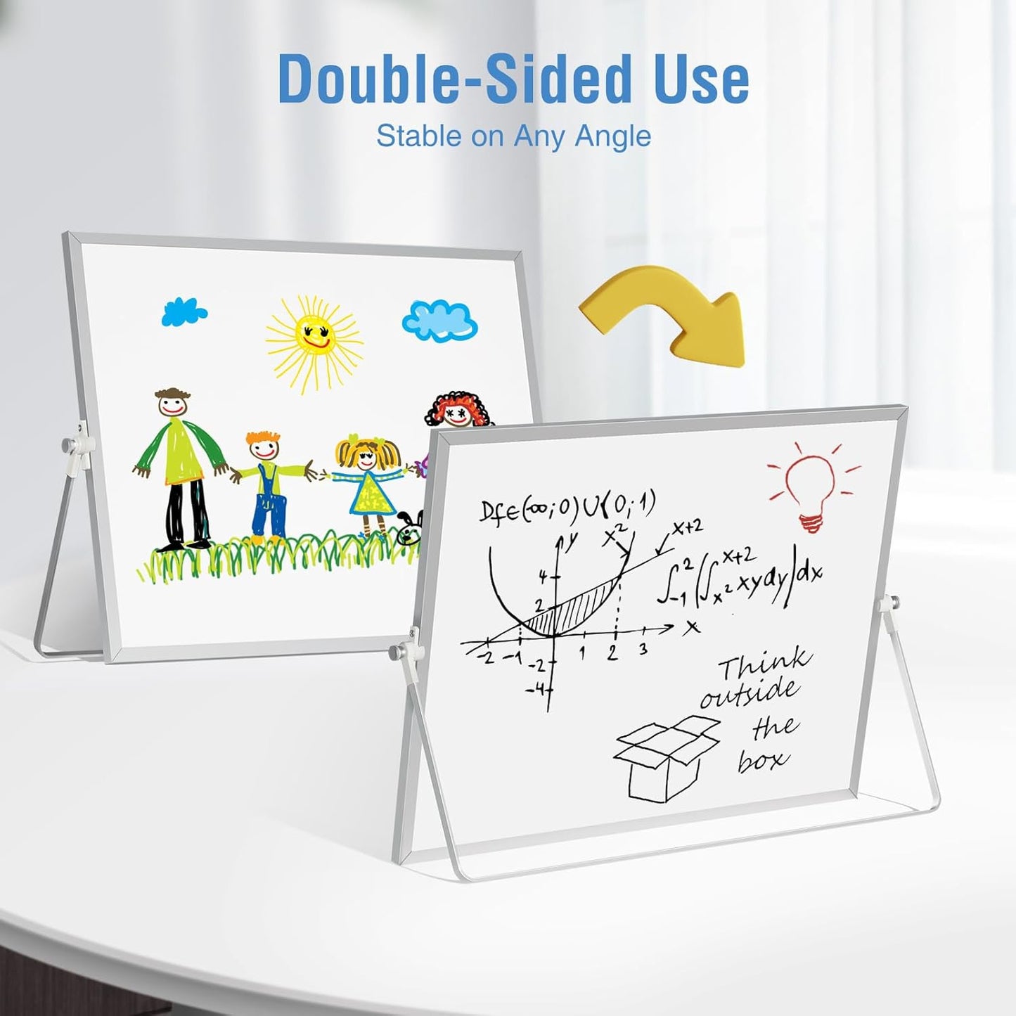 Magnetic Dry Erase White Board with Stand, 12'' x 16'' Desktop Weekly Schedule Board, 10 Markers, 4 Magnets, 1 Eraser, Double-Sided White Board Easel for Drawing School to Do List