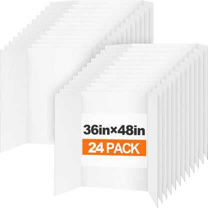 TUXITA Trifold Poster Board,4 Pack 36" x 48" Large White Corrugated Poster Boards,Science Fair Display Boards,Project Boards Perfect for School Projects, Event Displays and Business Presentations