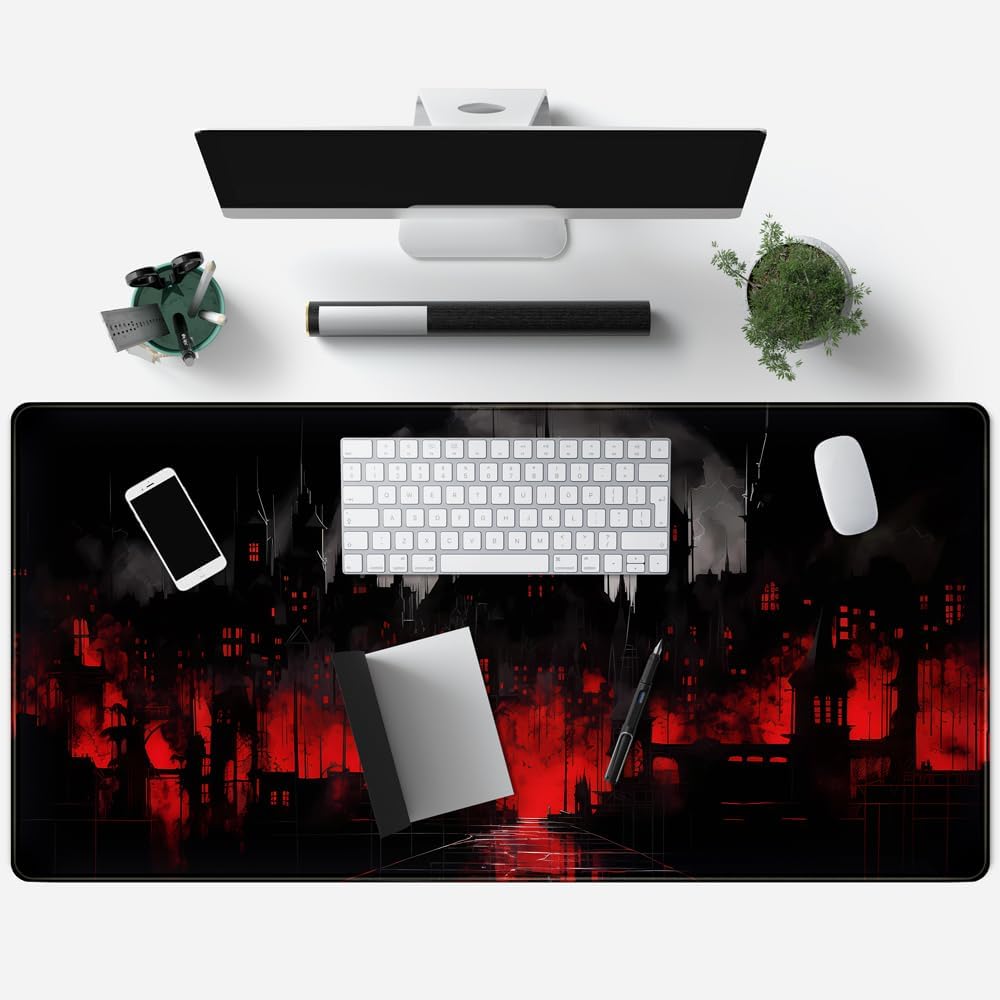 World Map Desk Mat Historical World Map Desk Pad Extra Large Computer Mouse Pad XL Black Topographic Mousepad Keyboard Pad for Desk Gaming Computer Laptop Office Non-Slip Desk Pad 31.5x11.8 in