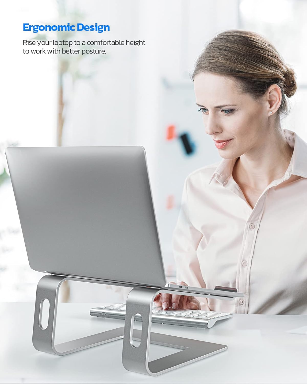 Nulaxy All-Aluminum Laptop Stand for Desk, Ergonomic Detachable Ventilated Cooling Computer Riser, Anti-Slip Design Notebook Holder Compatible with All 10-16" Laptops (MacBook, Dell XPS, HP, Lenovo)