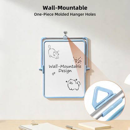 Colorful Dry Erase White Board 8.3x11in, Magnetic Desktop Board with Stand, 2 Markers (Eraser Head), 4 Magnets - Double-Sided Easel for Daily Planning, Memo, Office/Home/School (Blue)