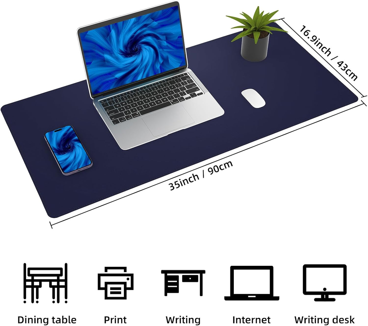 AFIING Large Desk Mat 47" x 17", Dual-Sided Natural Cork & PU Leather Desk Pad, Non-Slip Waterproof Mouse Pad for Office, Home & Gaming, Black