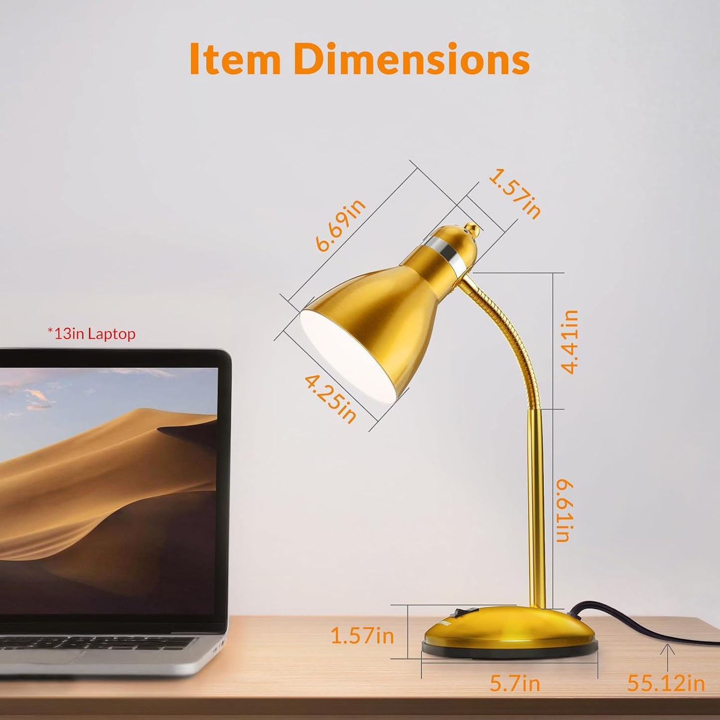 LEPOWER Metal Desk Lamp, Eye-Caring Table Lamp, Study Lamps with Flexible Goose Neck for Bedroom, Home Office (Matte Black)