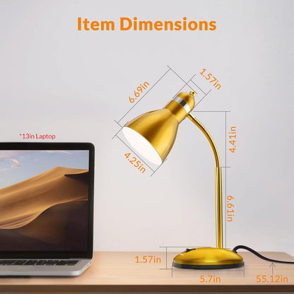 LEPOWER Metal Desk Lamp, Eye-Caring Table Lamp, Study Lamps with Flexible Goose Neck for Bedroom, Home Office (Matte Black)