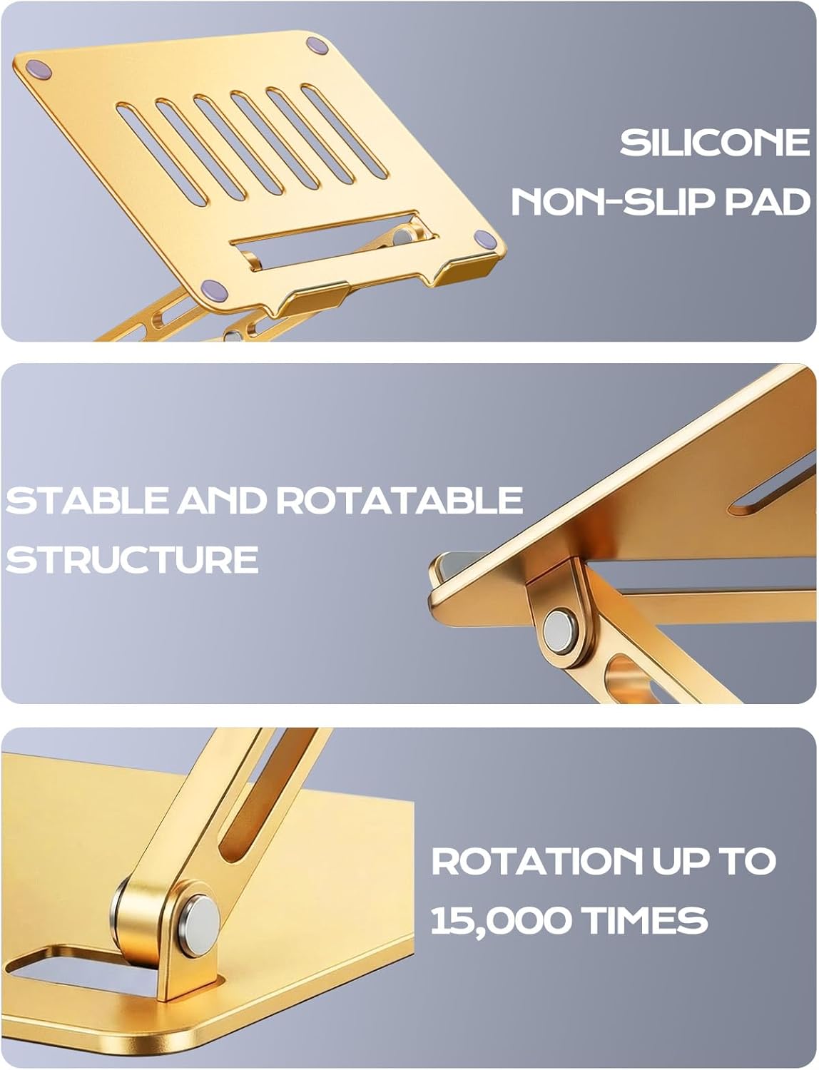 LOXP Adjustable Laptop Stand for Desk, Metal Foldable Laptop Riser Holder, Portable Ventilated Cooling Desk Book Shelf, Ergonomic Computer Notebook Stand Compatible with 10-15.6" Laptops