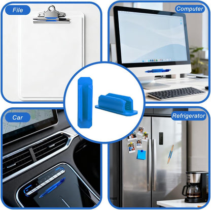 10 Pcs Silicone Pen Holder for Wall,Adhesive Pencil Holder for Clipboard Student Desk Classroom (5-colors)