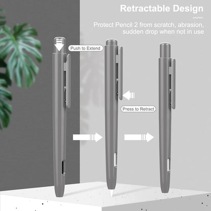 MoKo Holder Case Compatible with Apple Pencil 2nd Generation, Retractable Protective Apple Pencil Cover with Sturdy Clip, Hard PC Apple Pencil Case, Support Double-Tap, Dark Purple