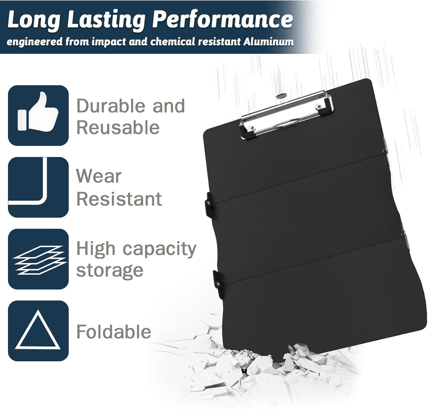 Clipboard Foldable Without Edition Cheat Sheets Aluminum 3 Layers Foldable Clipboards Pocket Size Profile Clip Clipboards Notepad for Students, Nurses,Contractor Trucker Driver