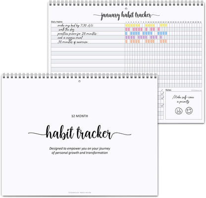 321Done Habit Tracker Calendar, Made in USA - 12 Months Wall Hanging Productivity Journal 8.5x11, Spiral Binding Undated Motivational Monthly Planner to Track Habits and Goals