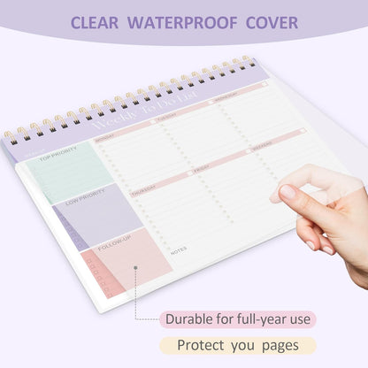 Weekly To Do List Notepad, 52 Undated Sheets (8.5"×11"), Undated Weekly Planner for Women & Men, Desk Accessories and Supplies for Office, Home, and School