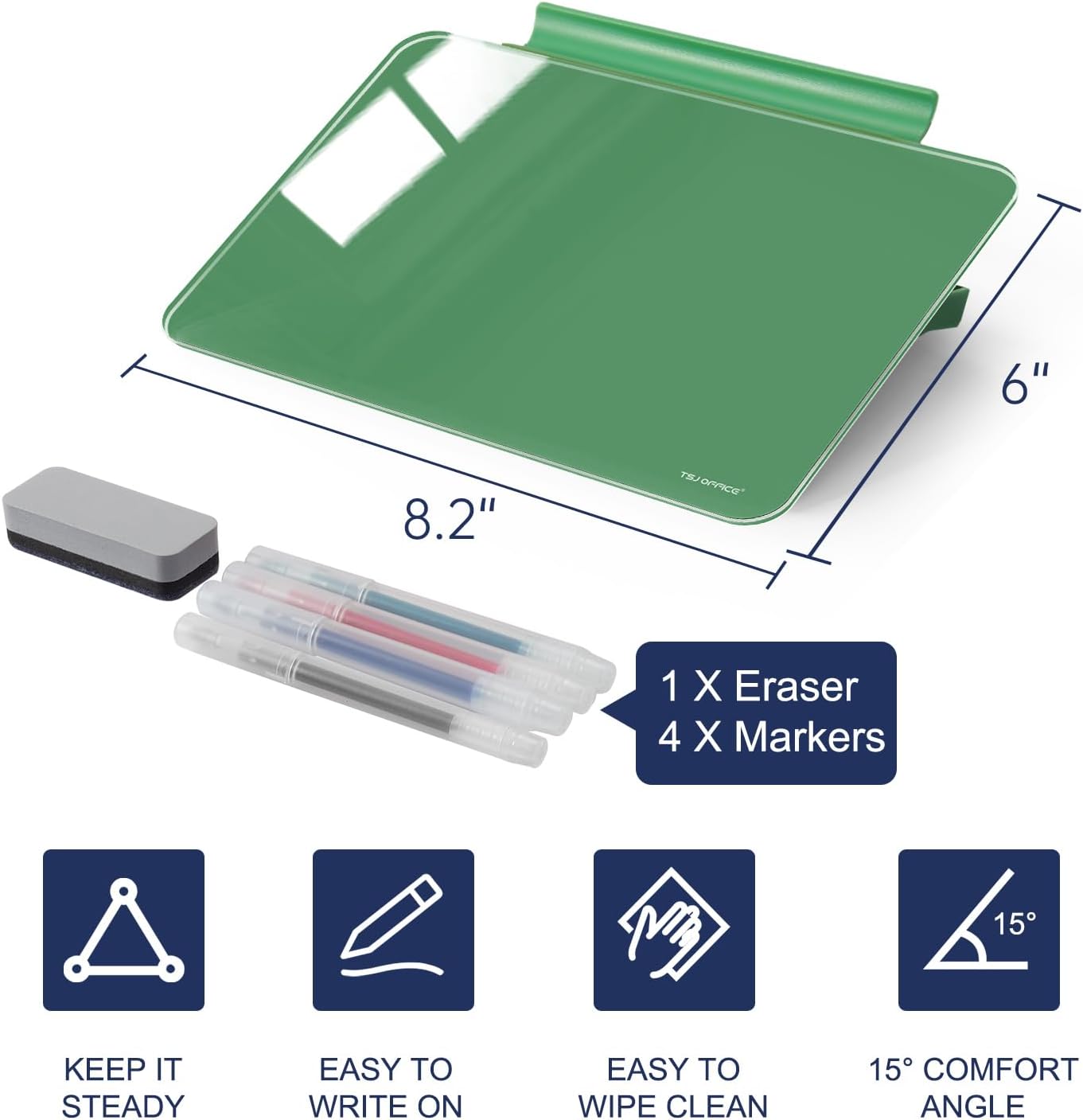 Small Desktop Glass Dry-Erase Whiteboard - 8 X 6 Inches Tabletop Easel Whiteboard with Stand, Desk Board Buddy for Artist, Teacher and Student