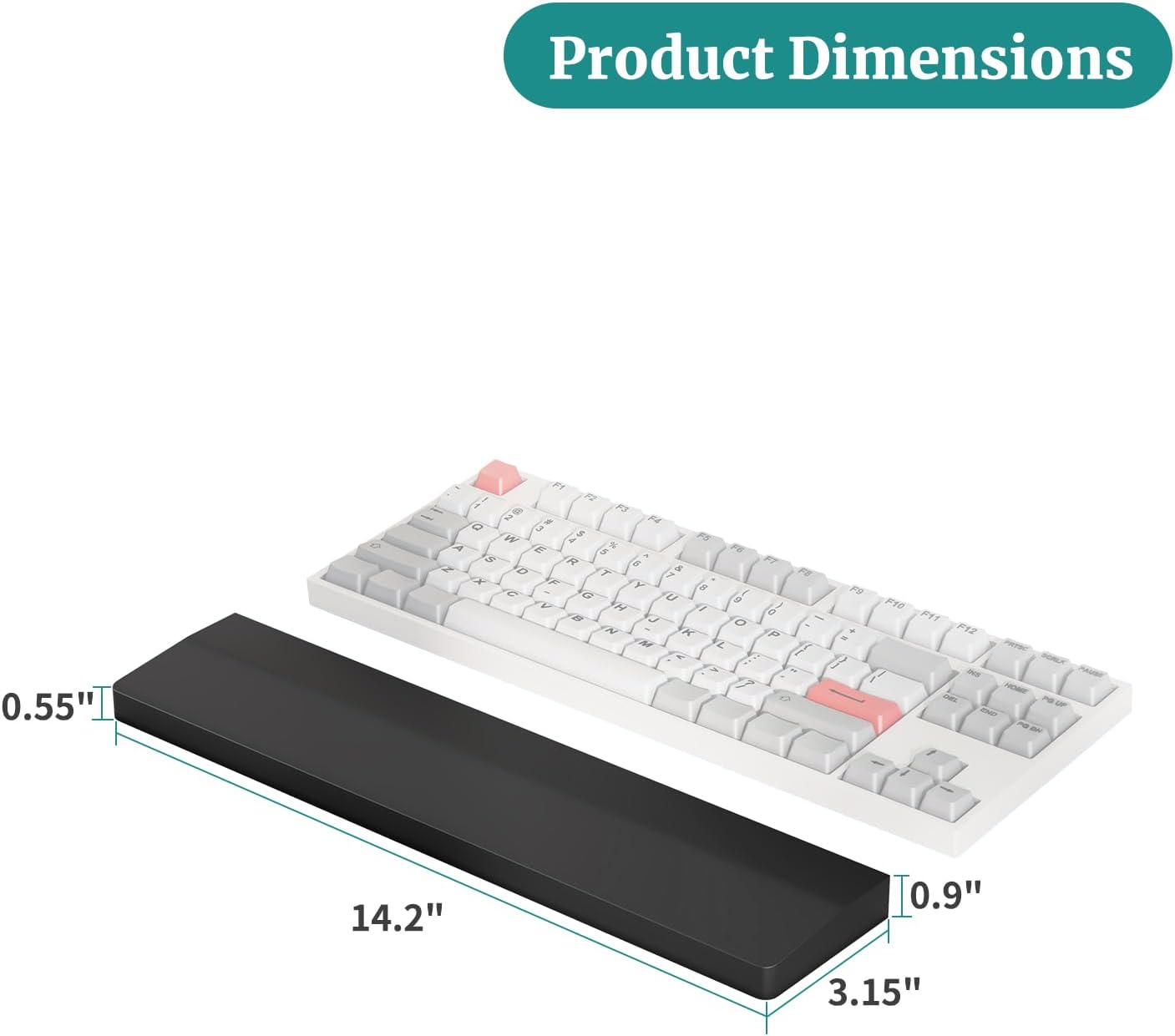 Wooden Wrist Rest, 11.8-inch Length and 22mm Thickness for Small Keyboard, Bamboo Wood Palm Rest, Ergonomic Design for Mechanical Gaming Keyboard