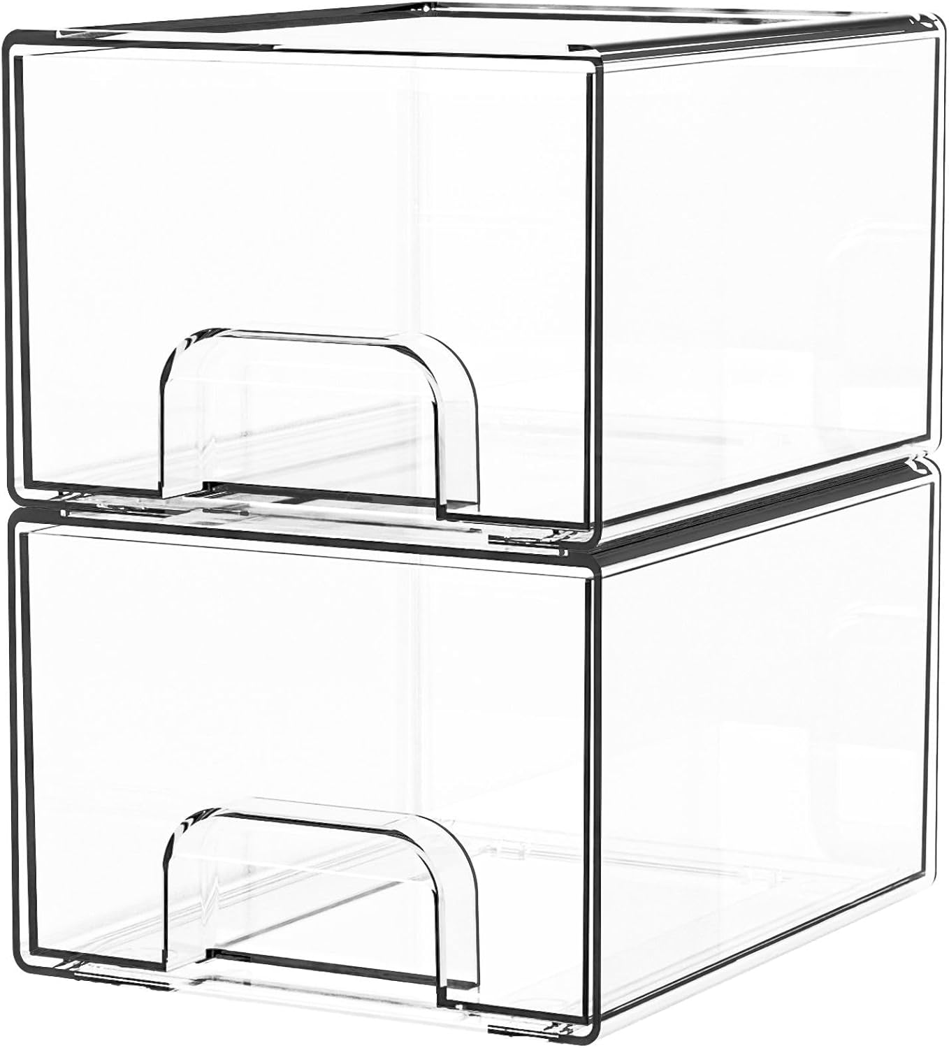 Yieach 8 Pack Small Clear Stackable Storage Drawers,2.2'' Tall Desk Organization and Storage,Plastic Office Supply Organizer,Acrylic Storage Containers for Makeup,Hair Clip,Accessory,Pen,Art Crafts