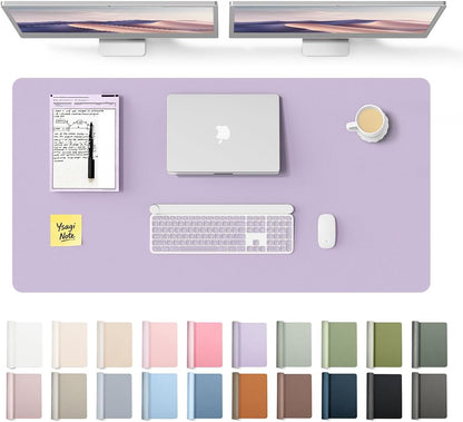 YSAGi Large Extended PU Leather Desk Pad Protector – Non-Slip Waterproof Desk Mat for Office & Home, Easy Clean Mouse Pad & Laptop Writing Blotter 35.4"x17" Black - Colors B