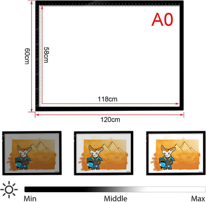 A0/A1/A2/A3/A4 Tracing Light Box, Portable Ultra-Thin Stepless Dimmable Brightness LED Light Pad, Wireless Rechargeable Led Light Board for Diamond Painting Sketching Drawing