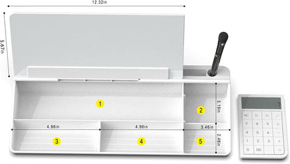 TOWON Small Compact Glass Desktop Whiteboard with Storage – 12 x 7 in Dry Erase Board for Desk, Home Office, School | Includes 5 Markers, Eraser & Holder | Space-Saving Organizer, Aesthetic Rose Gold