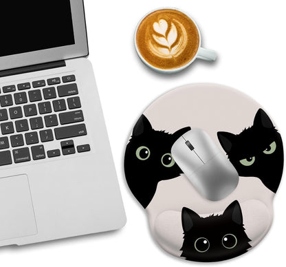 LIMKRIAN Cat Ergonomic Mouse Pad with Wrist Rest, Gaming Mouse Pad with Wrist Support, Funny Mouse Pads for Desk, Computer Mousepad with Non-Slip Pain Relief PU Base, Cute Office Desk Accessories