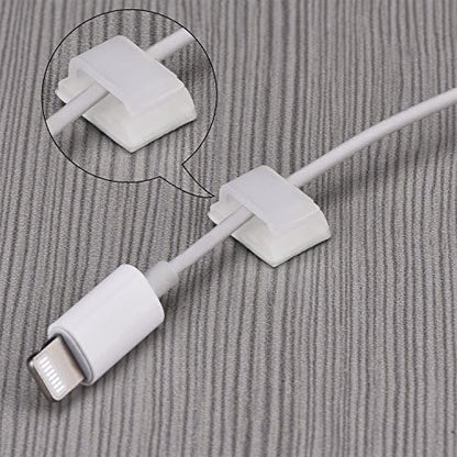Hicarer 100 Pcs Adhesive Cable Clips Wire Clips Management Wire Cable Holder Clamps Tie Cord Holder for Car Outdoor Wall String Lights Desk Home Office(Small, White)