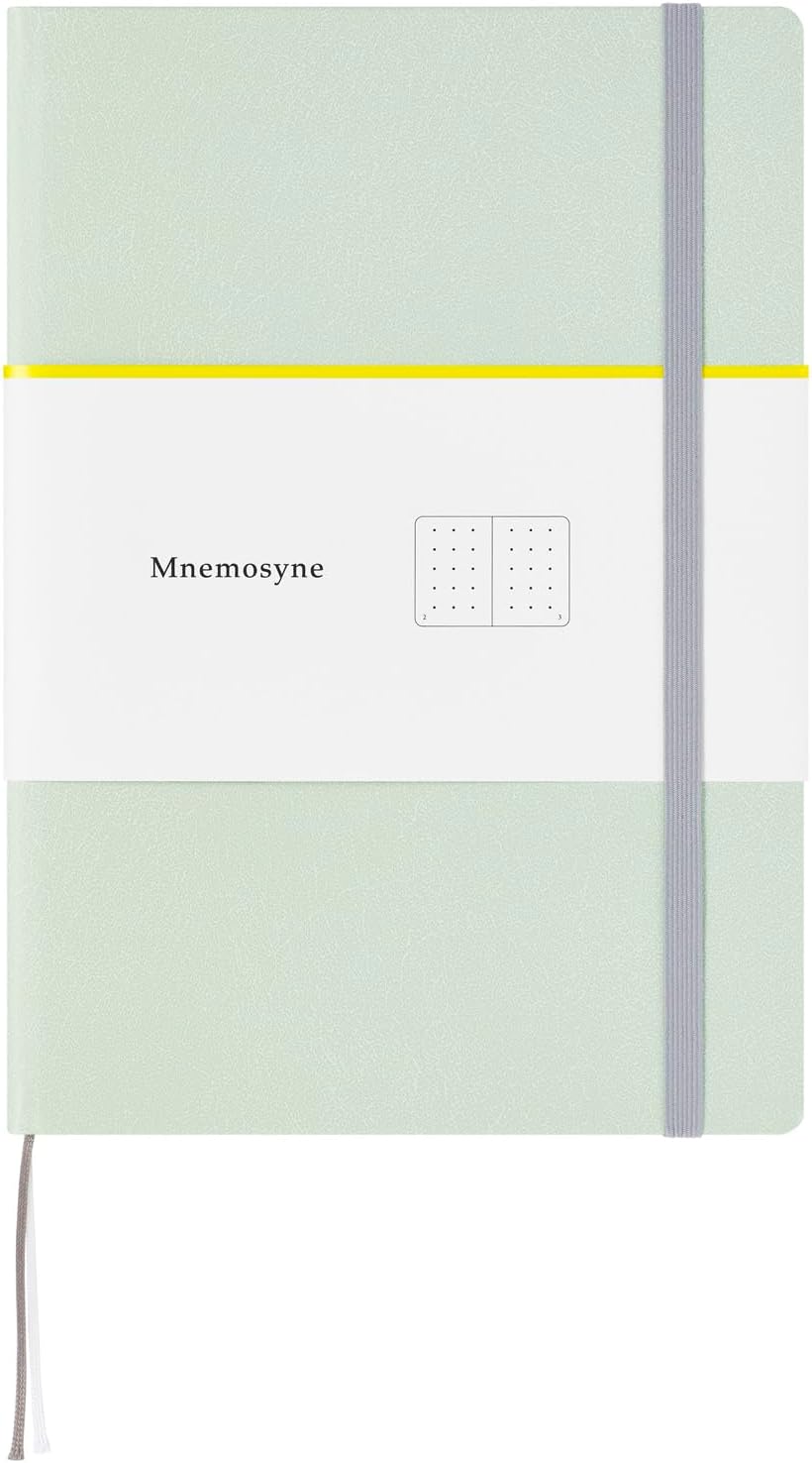 Maruman Mnemosyne Lined Notebook- Vertical A5, 5.83" x 8.27", 70 Sheets / 140 Pages, 7mm College Ruled With Center Line Journal, Perforated Pages & Wire-Bound to Lay Flat, Black, Made in Japan - Colors A