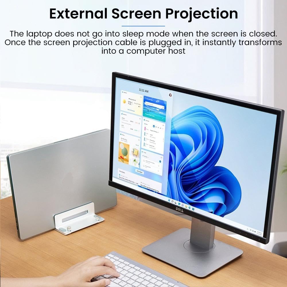 HomeBeyond Aluminum Vertical Laptop Stand for Desk, Adjustable Dual Slot Holder(up to 1.73 inches), Compatible with MacBook Pro, MacBook Air and Other Laptop - Save Space & Improve Airflow, Silver