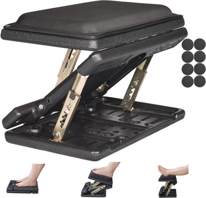 Foot Rest for Under Desk at Work 4-Level Height Adjustable, Ergonomic Foldable Footrest for Office, Gaming,Computer, Soft & Removable Pad Desk Foot Stool Suitable for All Seasons