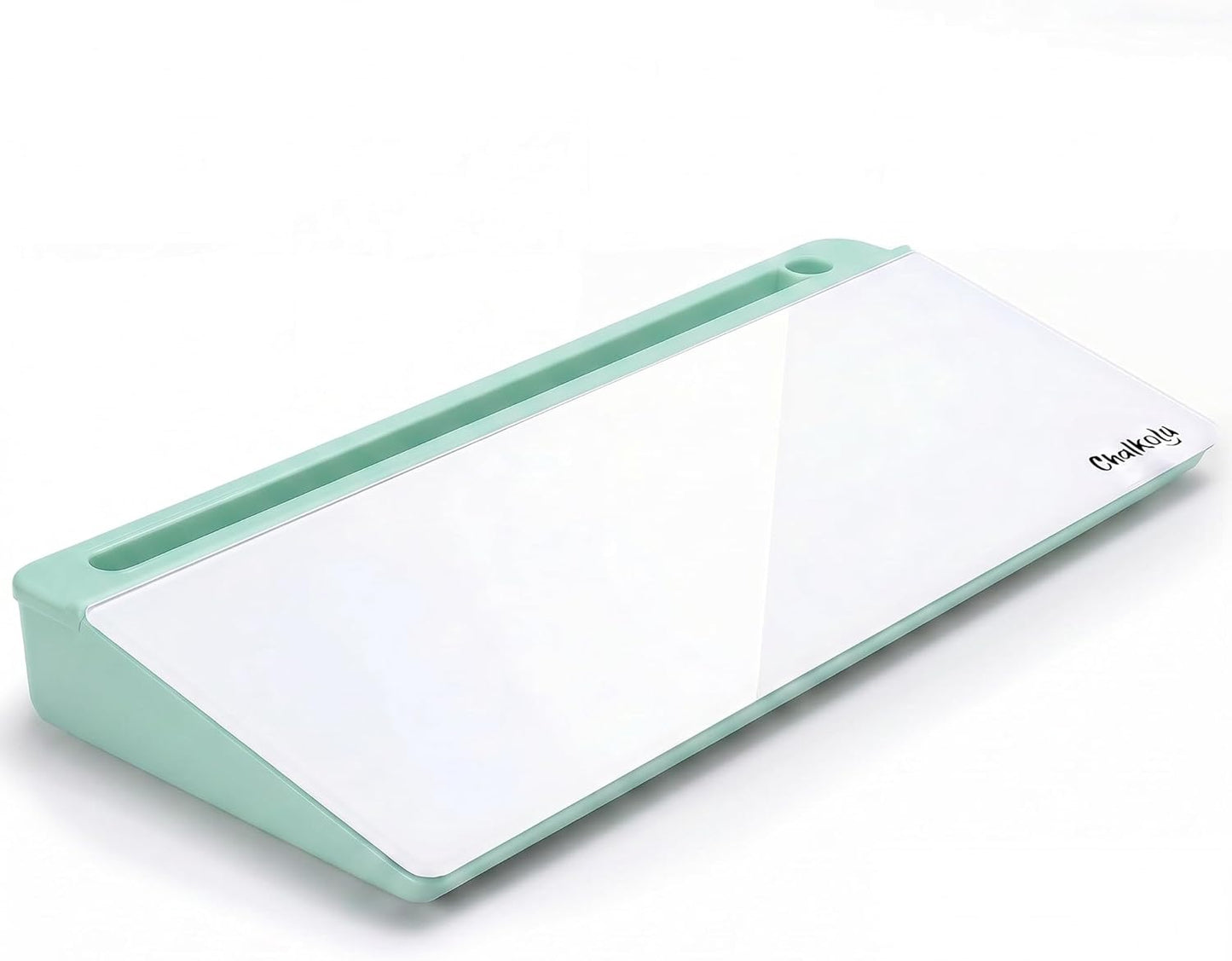 Chalkola Pink Glass Desktop Whiteboard with Storage - Dry Erase Board, Work Desk Organizers, Computer Keyboard Stand, Home Office Desk Accessories, Workspace Desktop Buddy