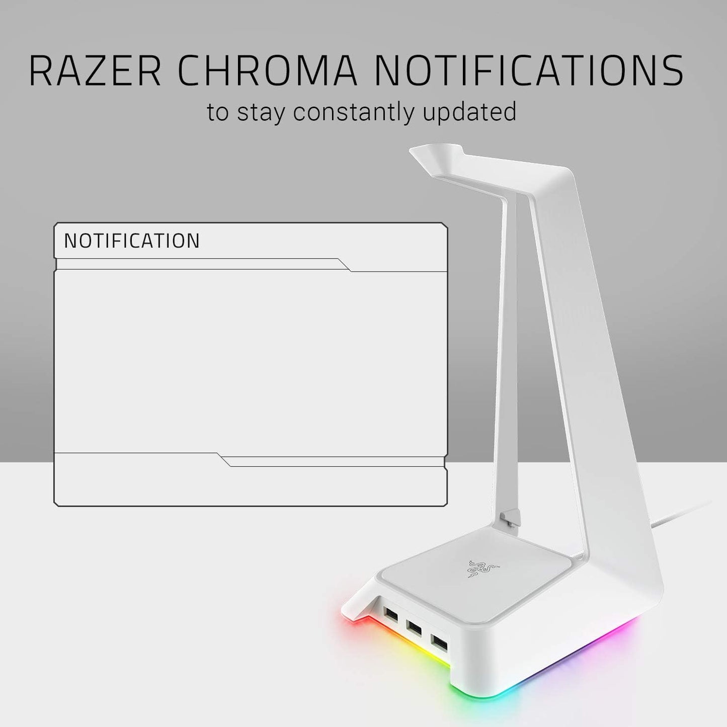 Razer Base Station V2 Chroma Headphone Headset Stand Holder: Chroma RGB Lighting - Taller Stand & Anti-Slip Ledge - USB Charging Ports - Anti-Slip Rubber Base - 3.5mm Port + Built-in DAC - Black