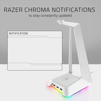 Razer Base Station V2 Chroma Headphone Headset Stand Holder: Chroma RGB Lighting - Taller Stand & Anti-Slip Ledge - USB Charging Ports - Anti-Slip Rubber Base - 3.5mm Port + Built-in DAC - Black