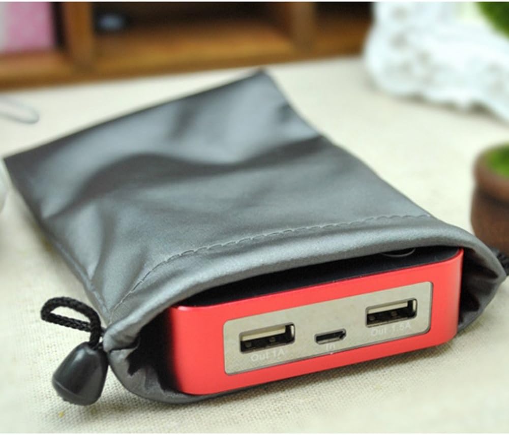 3 PCS Waterproof Carrying Storage Pouch Case Bags Drawstring Pocket Bags for Phones Power Bank Data Cable MP3 MP4 Accessories Bracelets Necklaces Rings Jewelry, etc, Gray