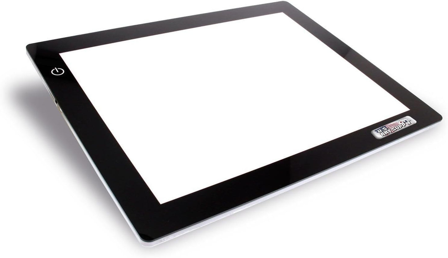U.S. Art Supply Lightmaster USB Powered 18.75" Diagonal Pro Artist Size (A4) 9"x12" LED Lightbox Board - 5-Volt Light Bright Thin 3/8" Profile LED Light Box Pad with 110V AC Power Adapter, USB Adapter