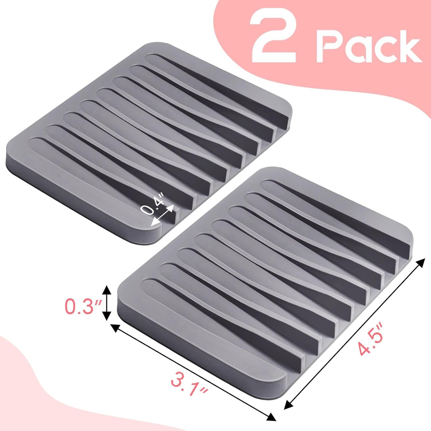 Vowcarol 2 Pcs Paint Brush Holder with 8 Slots, Washable Silicone Brush Rinse Cleaner, Paintbrush Organizer Display Stand -Grey