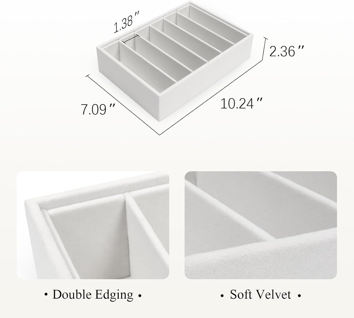 Velvet Sunglass Organizer Tray, Stackable Glasses Case for Drawer, Eyeglasses Watches Jewelry Display Holder Women Men