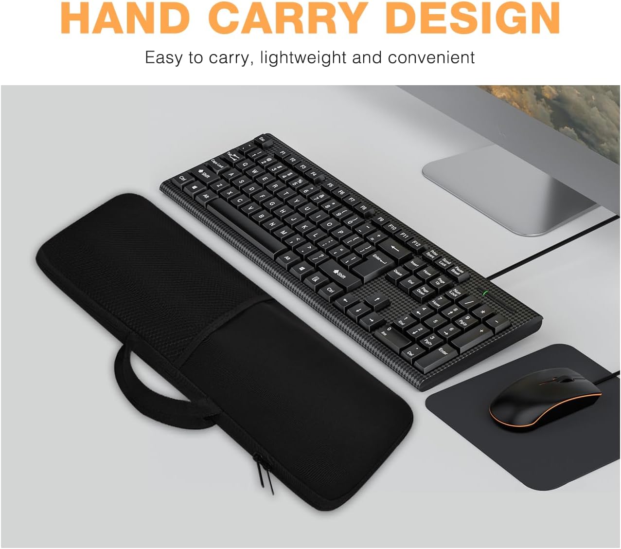 Wireless Keyboard Mouse Sleeve Travel Case,for Logitech Mk345 Wireless Keyboard,Mouse Storage and Cable Storage Pouch,Soft Neoprene Dust and water resistant bag(Black)