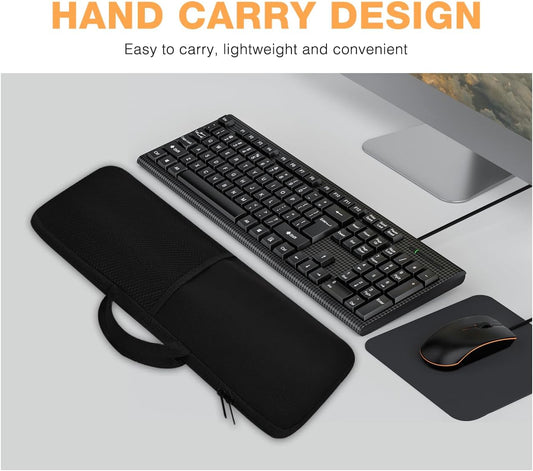 Wireless Keyboard Mouse Sleeve Travel Case,for Logitech Mk345 Wireless Keyboard,Mouse Storage and Cable Storage Pouch,Soft Neoprene Dust and water resistant bag(Black)